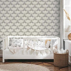 Bird Wallpaper with Peel and Stick Application, Mid-Century Feather Flock Pattern in Multiple Scalloped Colorways