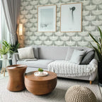 Bird Wallpaper with Peel and Stick Application, Mid-Century Feather Flock Pattern in Multiple Scalloped Colorways