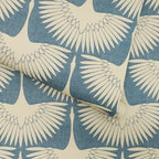 Bird Wallpaper with Peel and Stick Application, Mid-Century Feather Flock Pattern in Multiple Scalloped Colorways