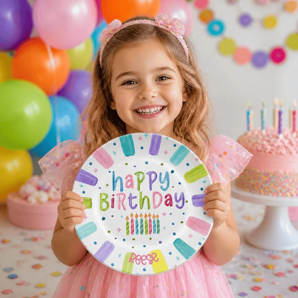 Birthday Plate with Name-Centered Design for Special Breakfasts and Celebratory Party Table Settings