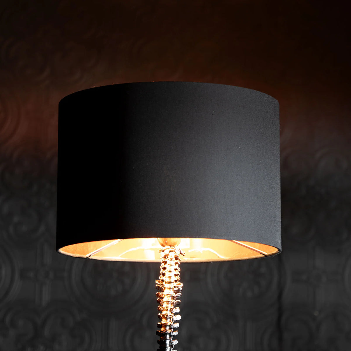 Black Cotton Drum Lampshade, 30cm Diameter