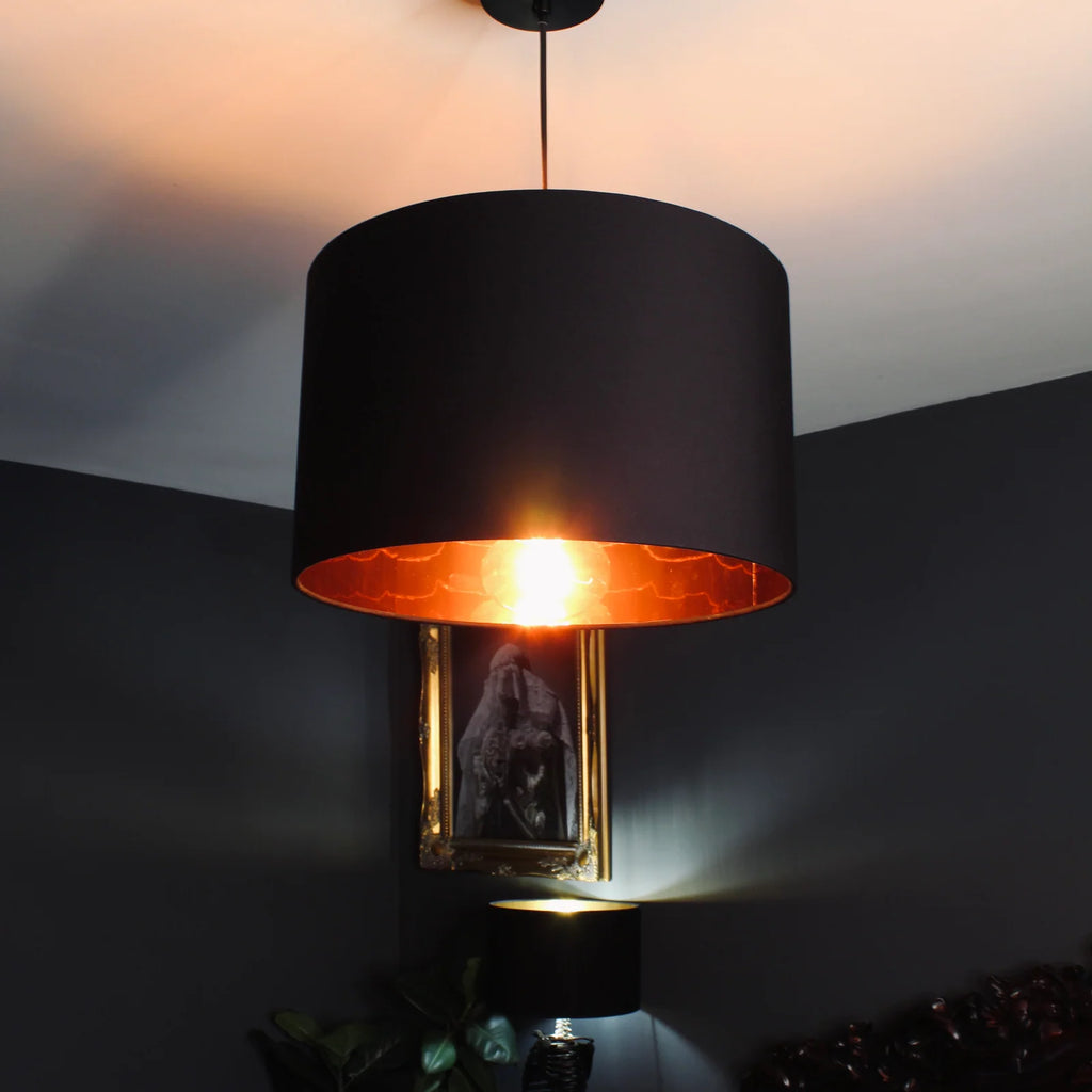 Black Cotton Drum Lampshade
