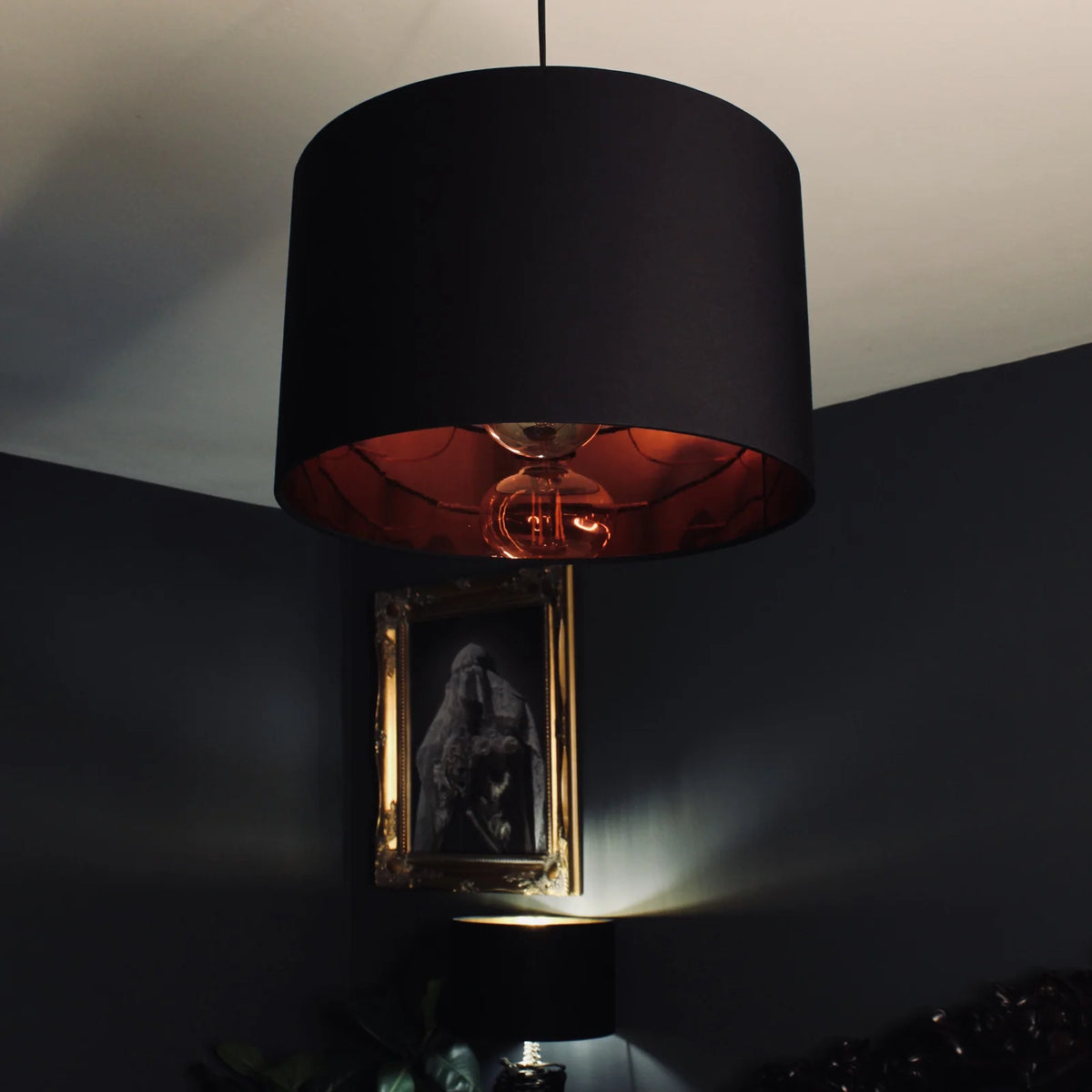 Black Cotton Drum Lampshade