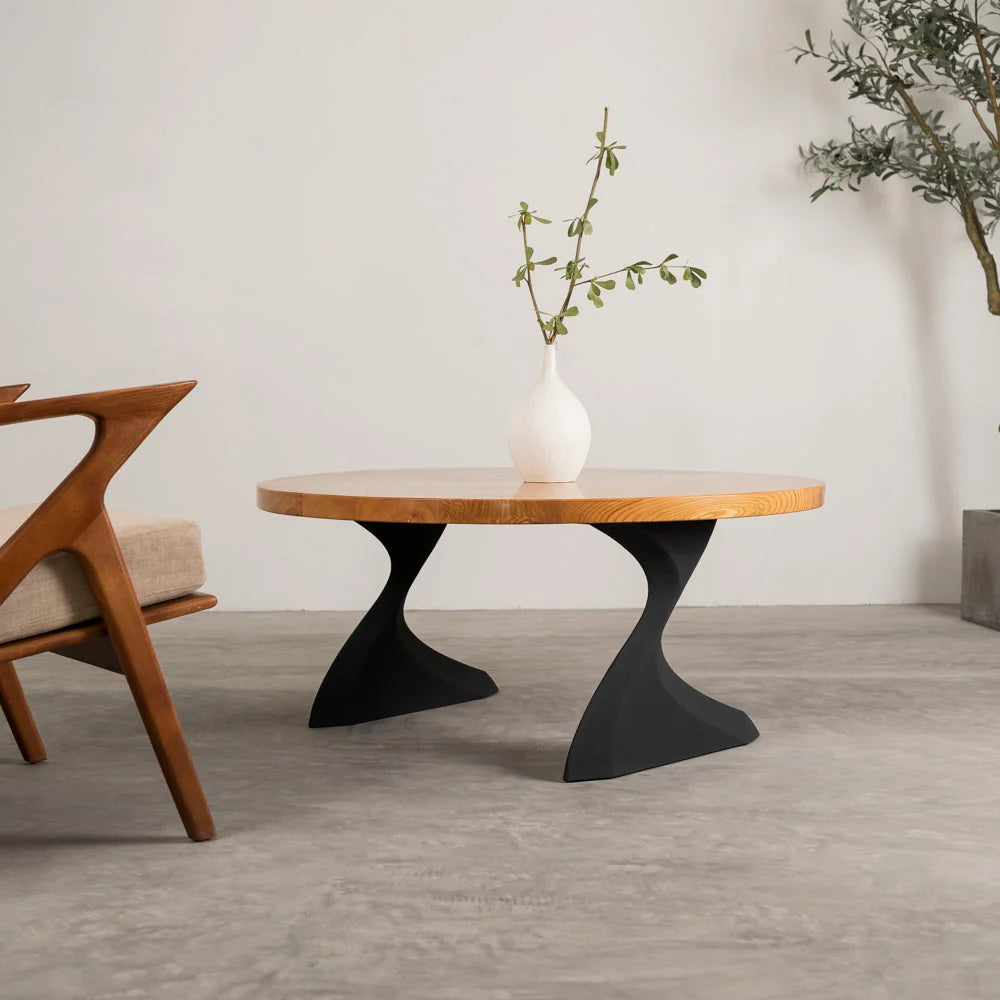 Black Steel Coffee Table Legs, 16.1-Inch Minimalist Screw-In Pair for Wood, Marble, Glass, Stone, or Concrete Tops