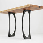 Black Steel Counter Table Legs Set of 2, 34.3-Inch Powder-Coated Scandinavian Cleo — 9" L x 2.7" W x 34.3" H / Metal / Black