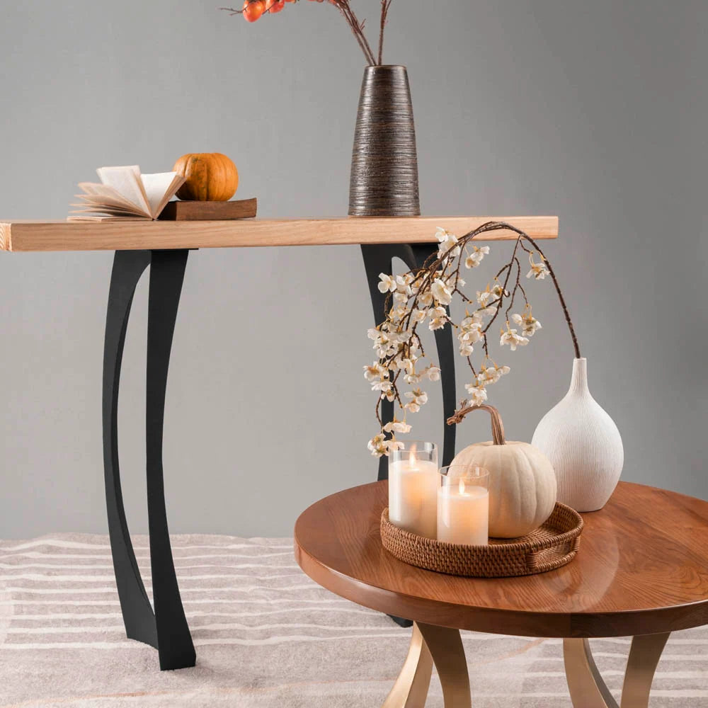 Black Steel Counter Table Legs Set of 2, 34.3-Inch Powder-Coated Scandinavian Cleo Supports up to 1,000 lb