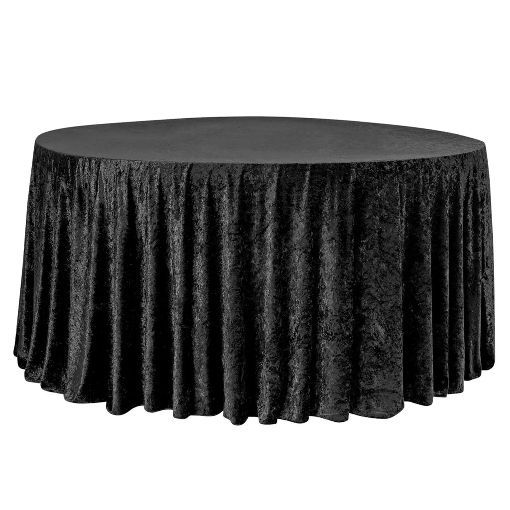 Black Velvet Round Tablecloth, 120-Inch Diameter
