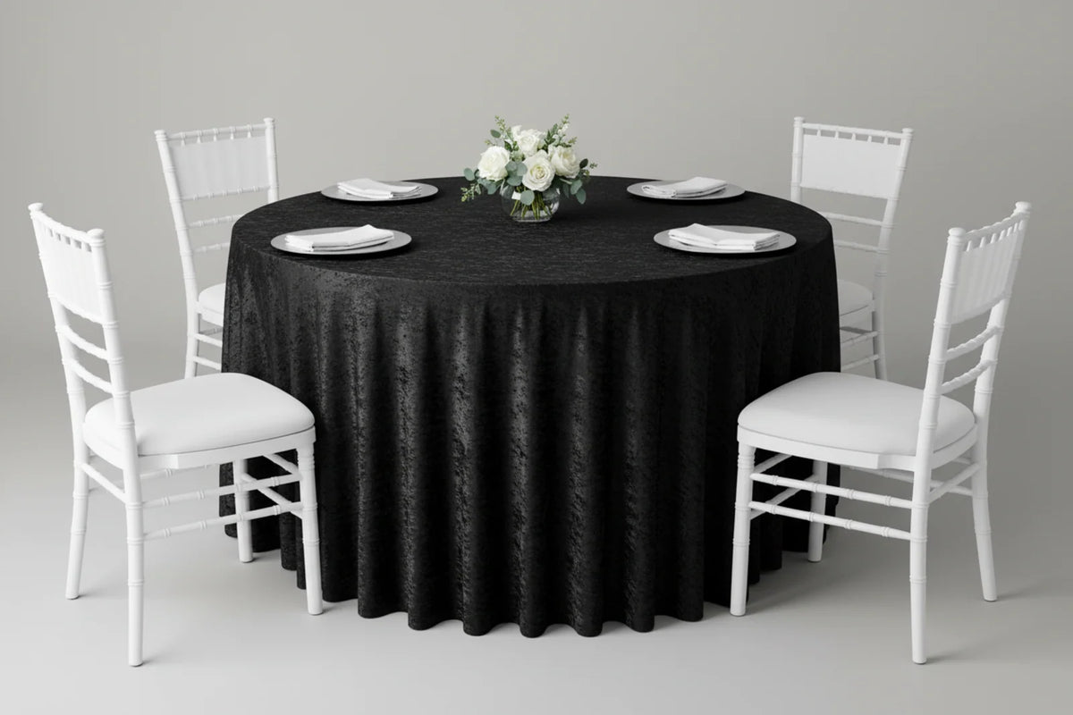 Black Velvet Round Tablecloth, 120-Inch Diameter
