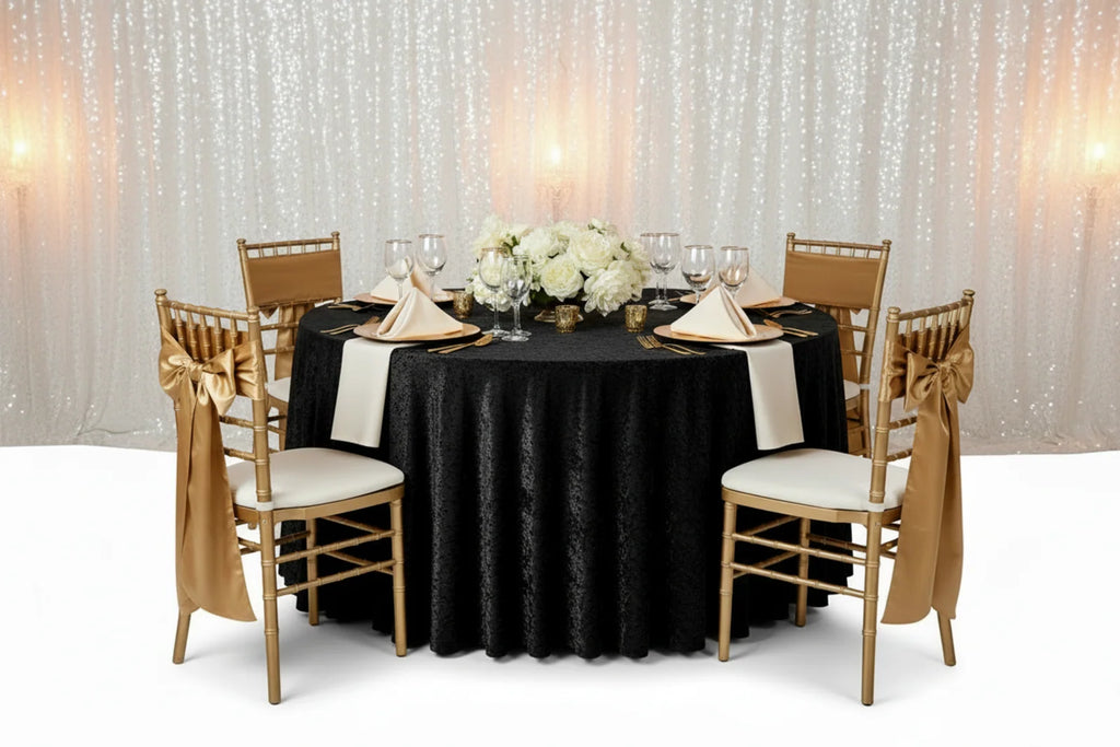 Black Velvet Round Tablecloth, 120-Inch Diameter