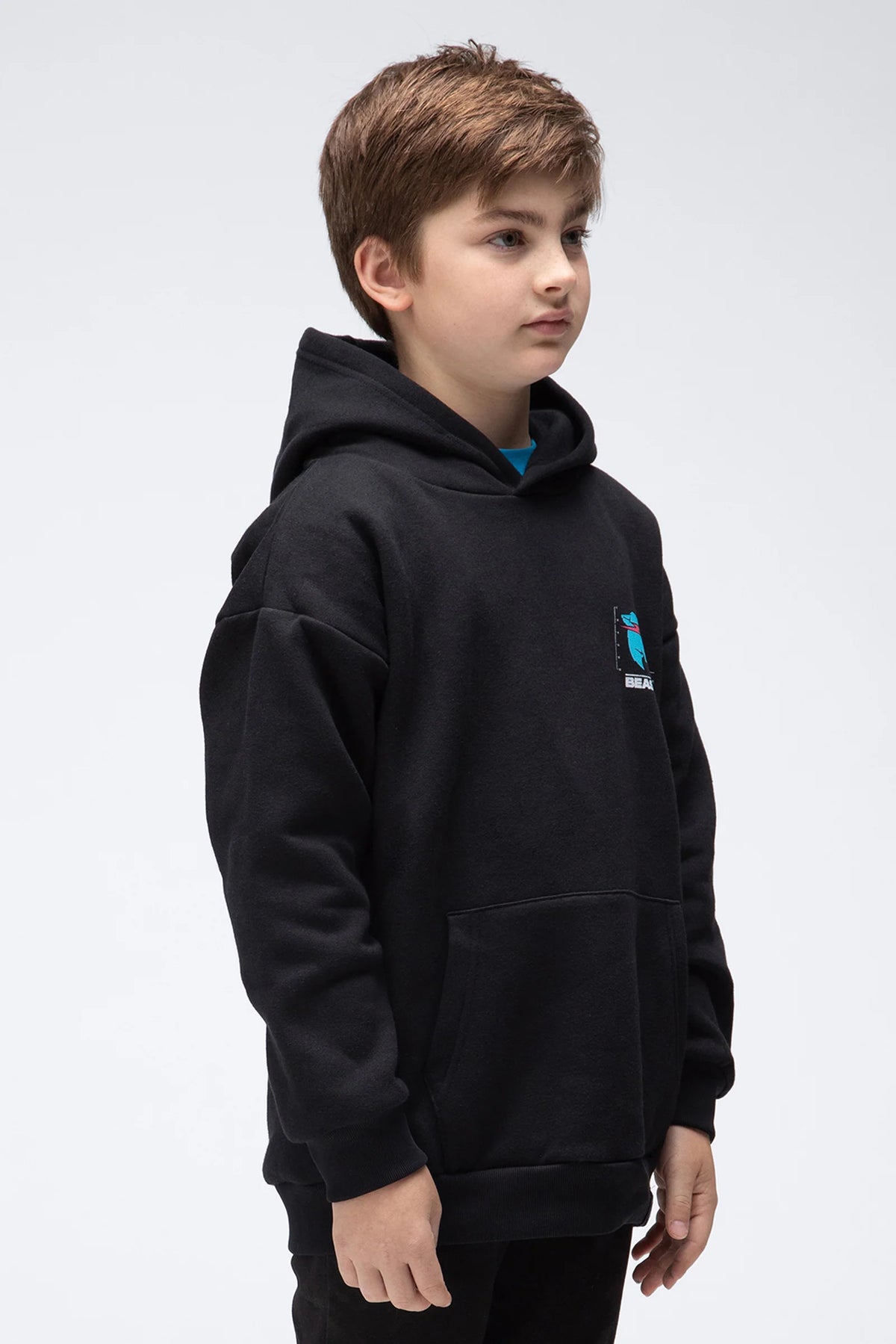 Black Youth Hoodie in a Relaxed Pullover Fit