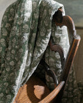 Block Print Quilt in Dusty Green, Linen-Cotton Bedding Layer for Full/Queen or King/Cal King Beds — Full/Queen / King/CalKing