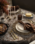 Block Print Tablecloth in Rust Cotton-Linen Blend