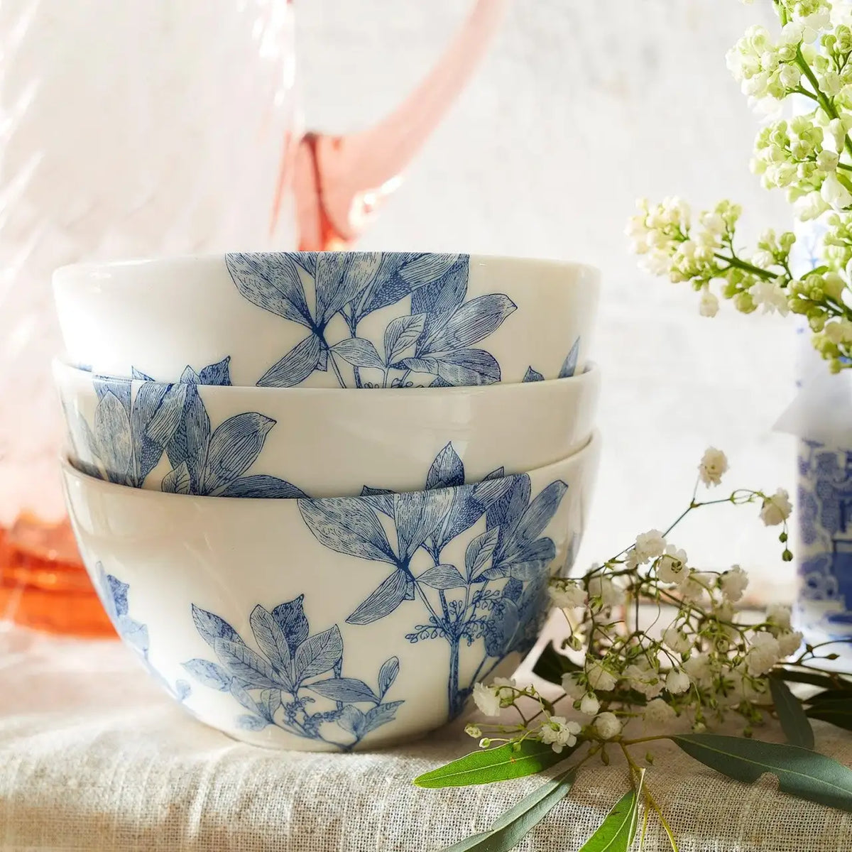 Blue Botanical Porcelain Cereal Bowl
