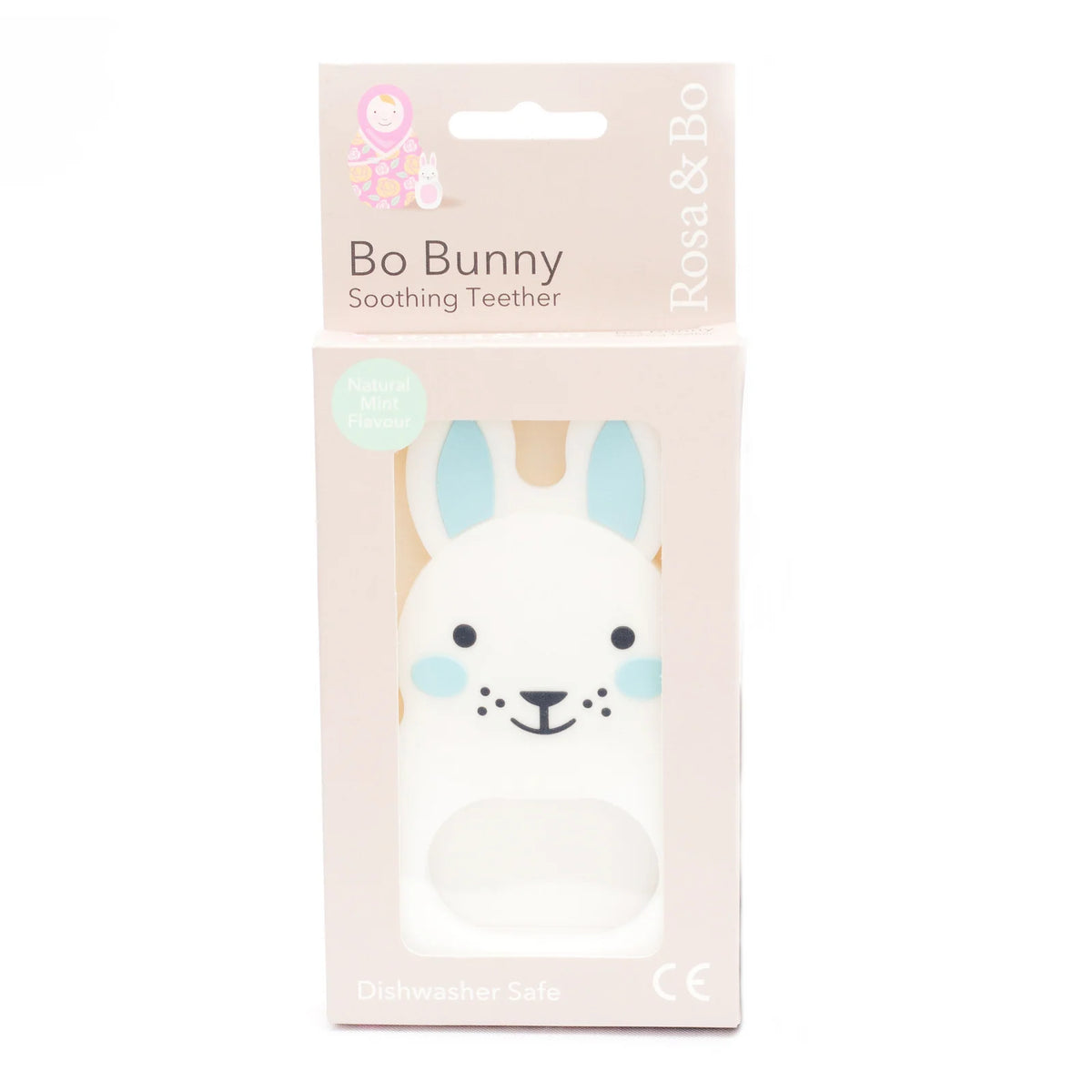 Blue Bunny Sensory Teething Toy with Soft Textures for Babies to Explore During Teething and Play