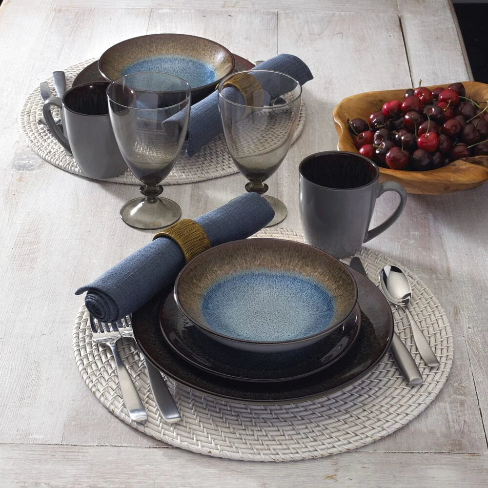 Blue Stoneware Dinnerware Set