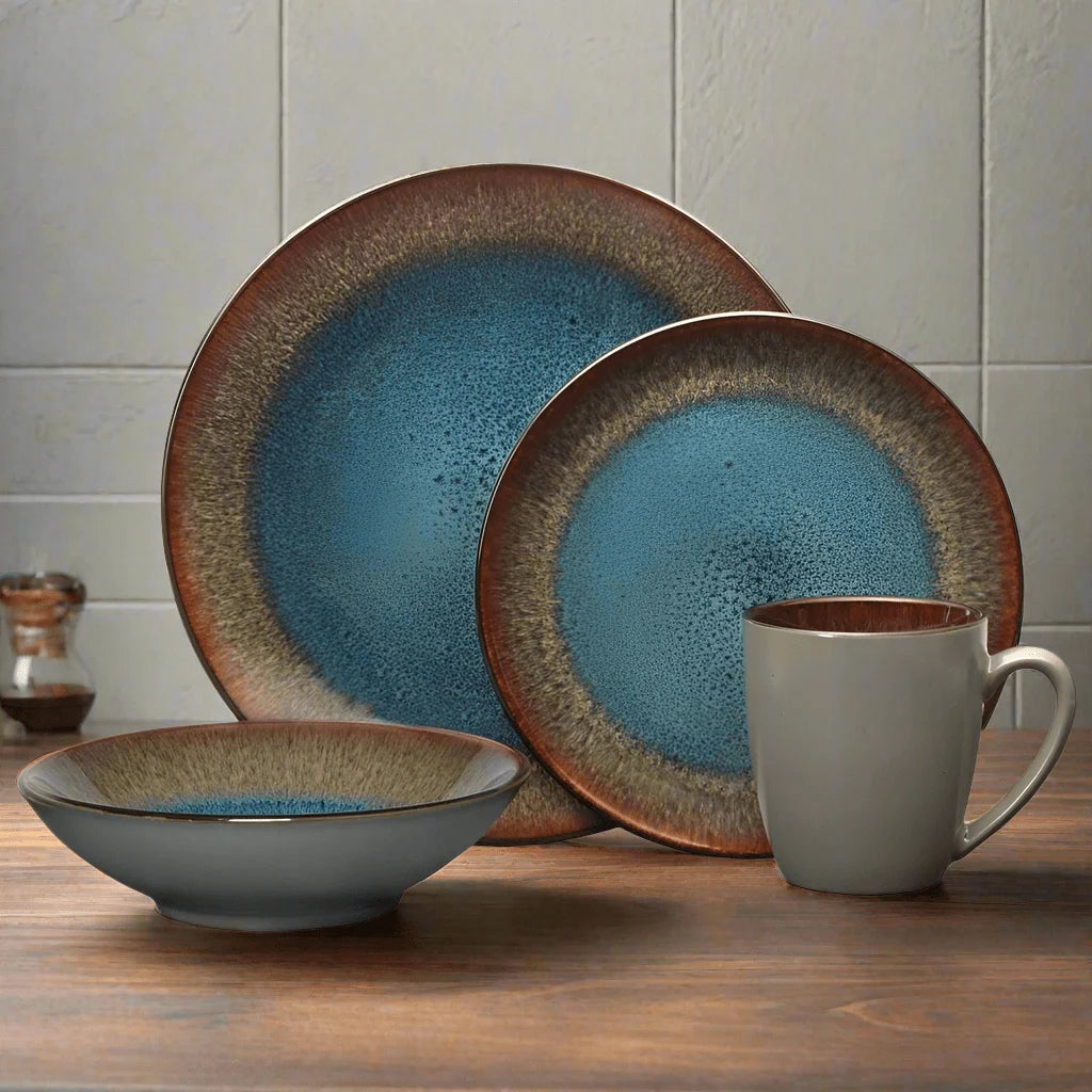 Blue Stoneware Dinnerware Set