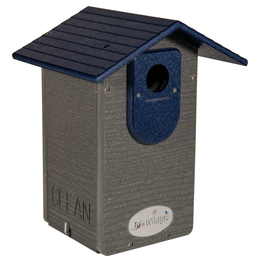 Bluebird House in Recycled Poly Lumber with a Clear View — Blue and Gray (Eastern and Western) / Ultimate Bluebird House Only