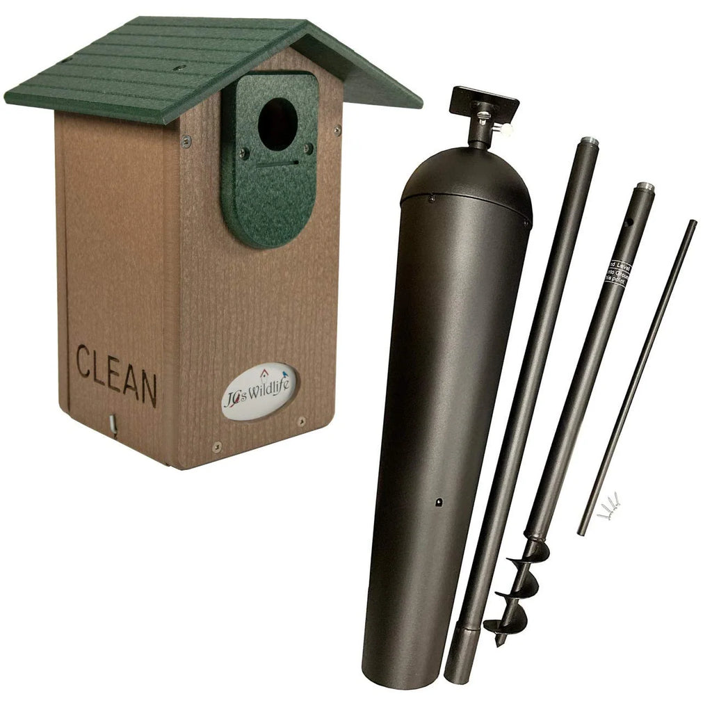 Bluebird House in Recycled Poly Lumber with a Clear Viewing Window and Separate Cleaning Door