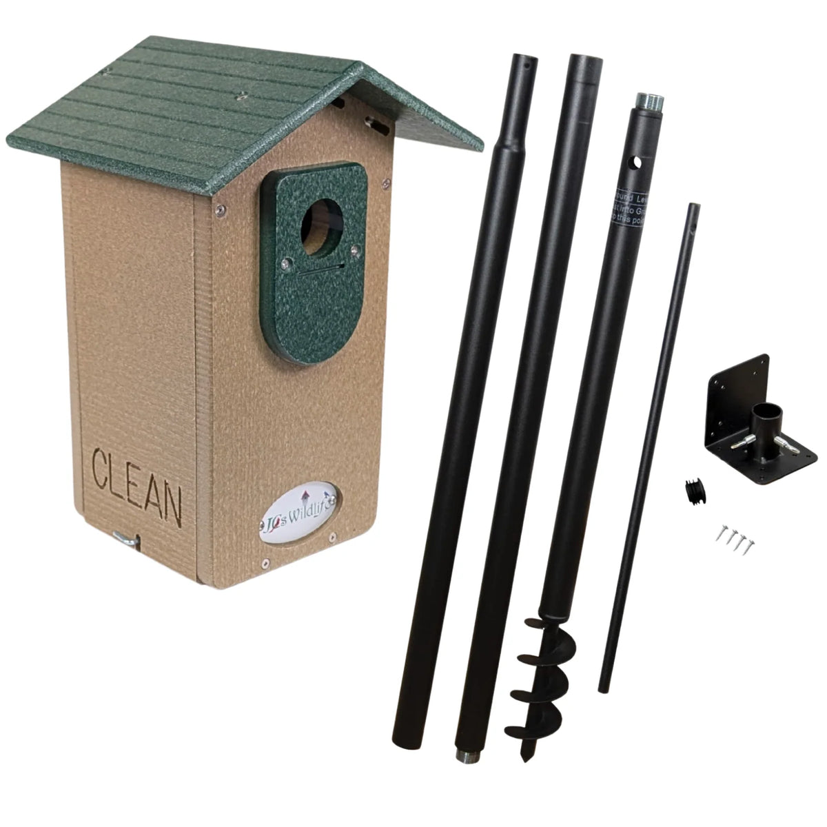 Bluebird House in Recycled Poly Lumber with a Clear Viewing Window and Separate Cleaning Door