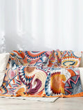 Boho Throw Blanket in 100% Cotton Muslin, Double-Sided Queen Bed Cover for Sofa and Bedroom Decor — 150x200 cm / 200x230 cm