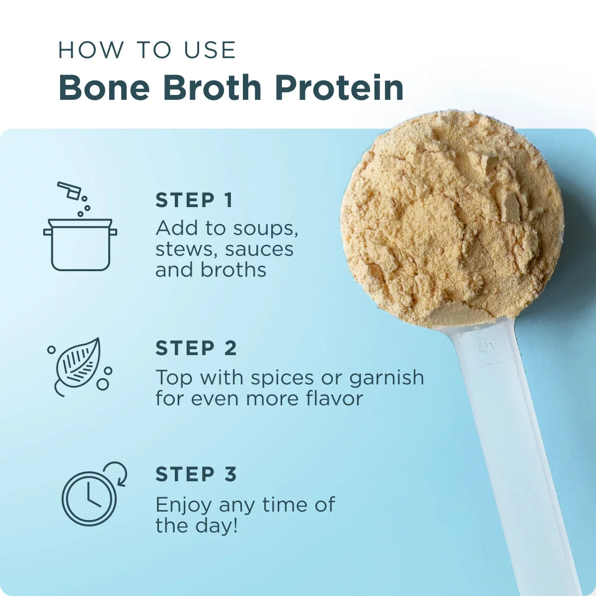 Bone Broth Protein Powder Chicken Soup, Sippable Nutrition for Everyday Wellness, 15 Servings per Pack