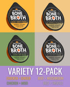 Bone Broth Variety Pack with Chicken and Beef Flavors, 12 Concentrated Whole-Form Gel Pucks
