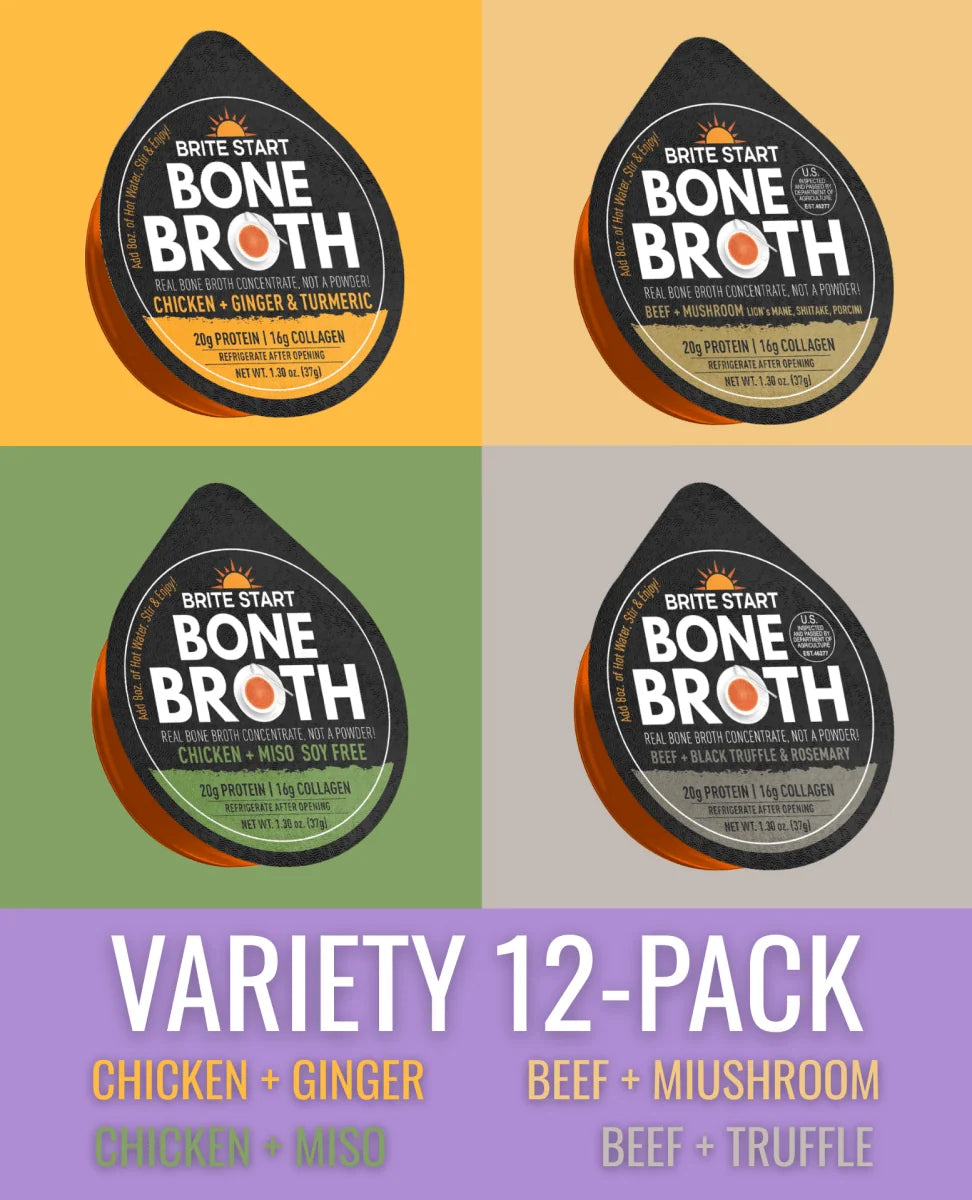 Bone Broth Variety Pack with Chicken and Beef Flavors, 12 Concentrated Whole-Form Gel Pucks