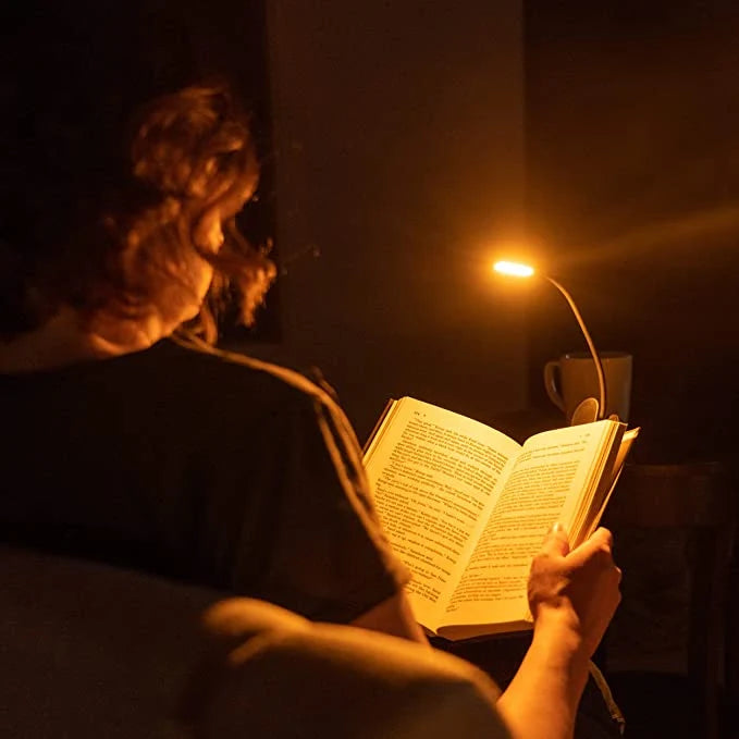 Book Light for Reading in Bed with Flicker-Free Amber Light, Rechargeable Battery, Flexible Neck and Three Brightness Leve
