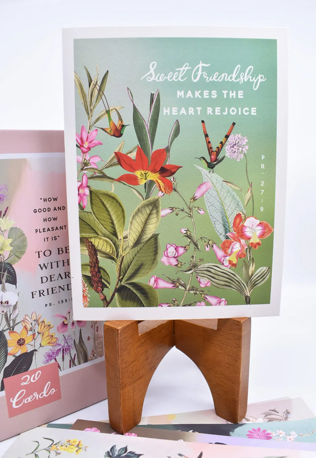 Botanical Greeting Card Set of 20 Blank Cards with a Velvety Coating, Envelopes and 5 Sticker Sheets