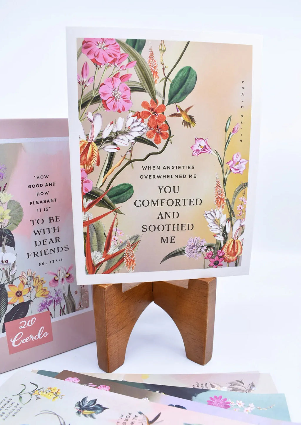 Botanical Greeting Card Set of 20 Blank Cards with a Velvety Coating, Envelopes and 5 Sticker Sheets