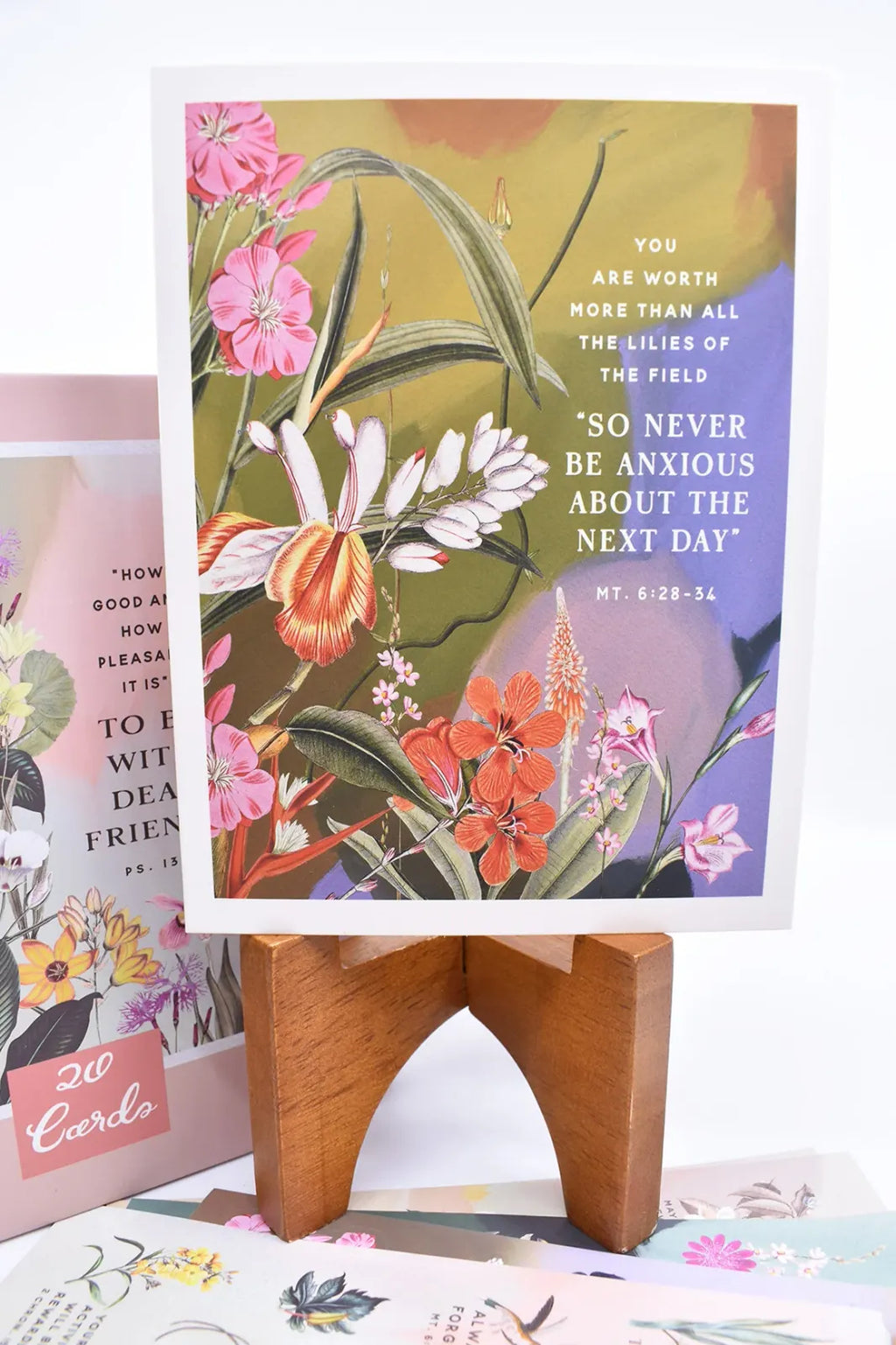 Botanical Greeting Card Set of 20 Blank Cards with a Velvety Coating, Envelopes and 5 Sticker Sheets