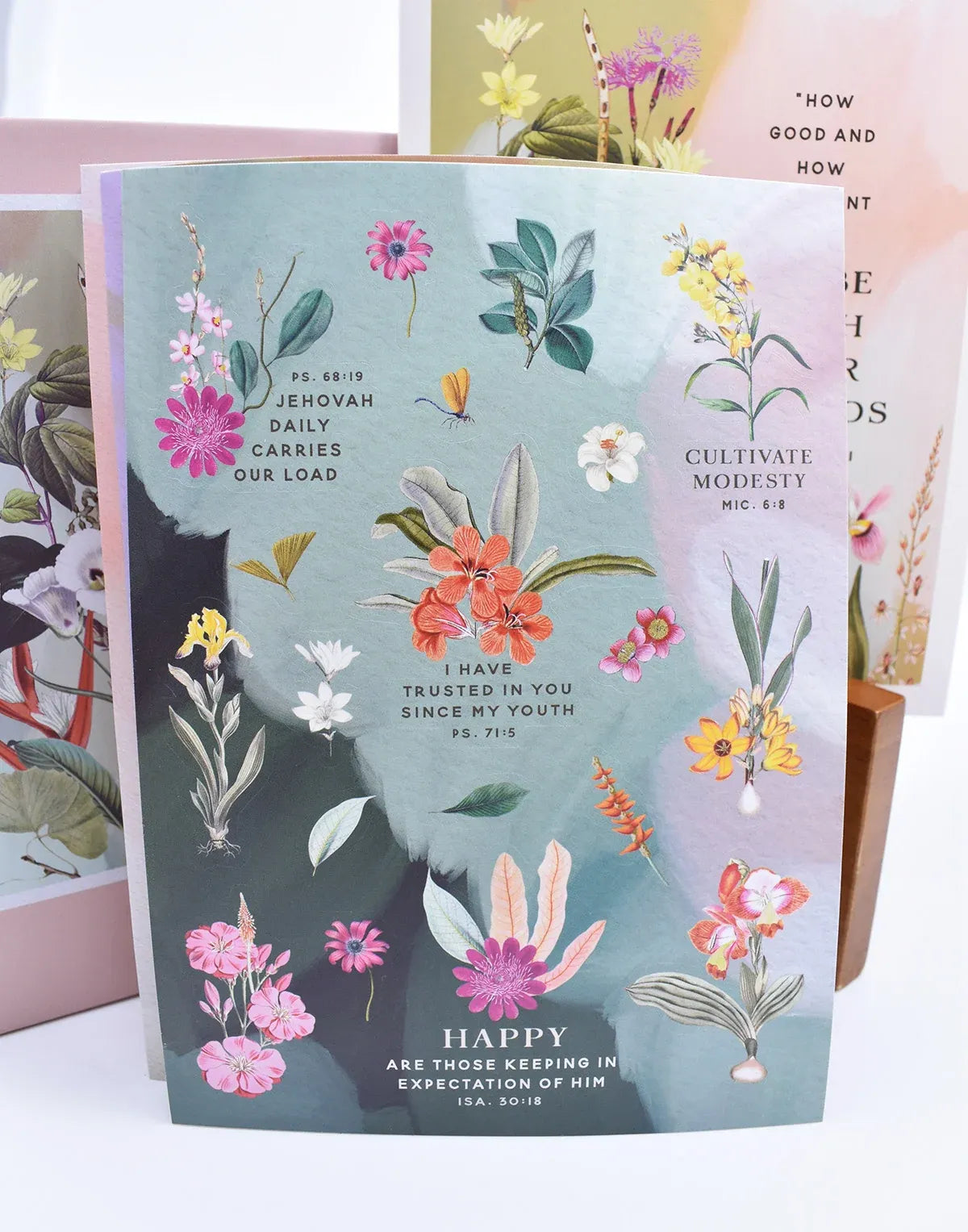 Botanical Greeting Card Set of 20 Blank Cards with a Velvety Coating, Envelopes and 5 Sticker Sheets