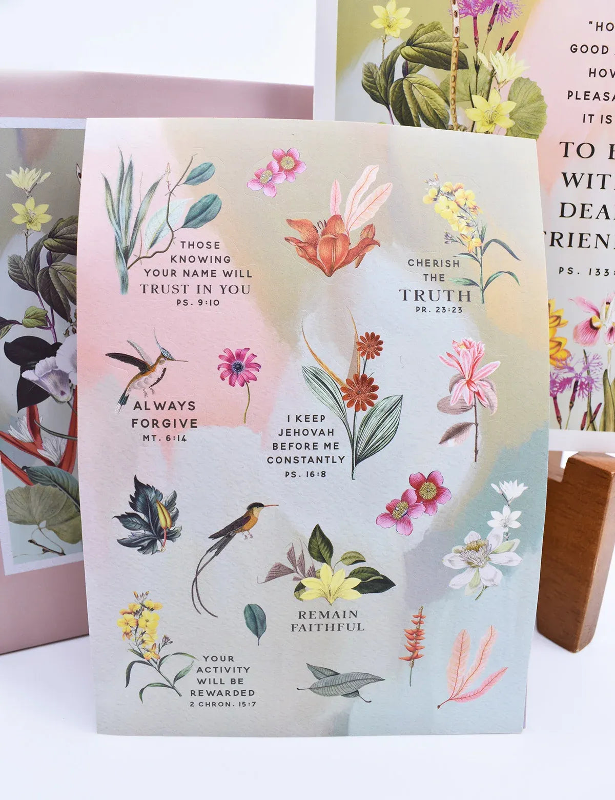 Botanical Greeting Card Set of 20 Blank Cards with a Velvety Coating, Envelopes and 5 Sticker Sheets