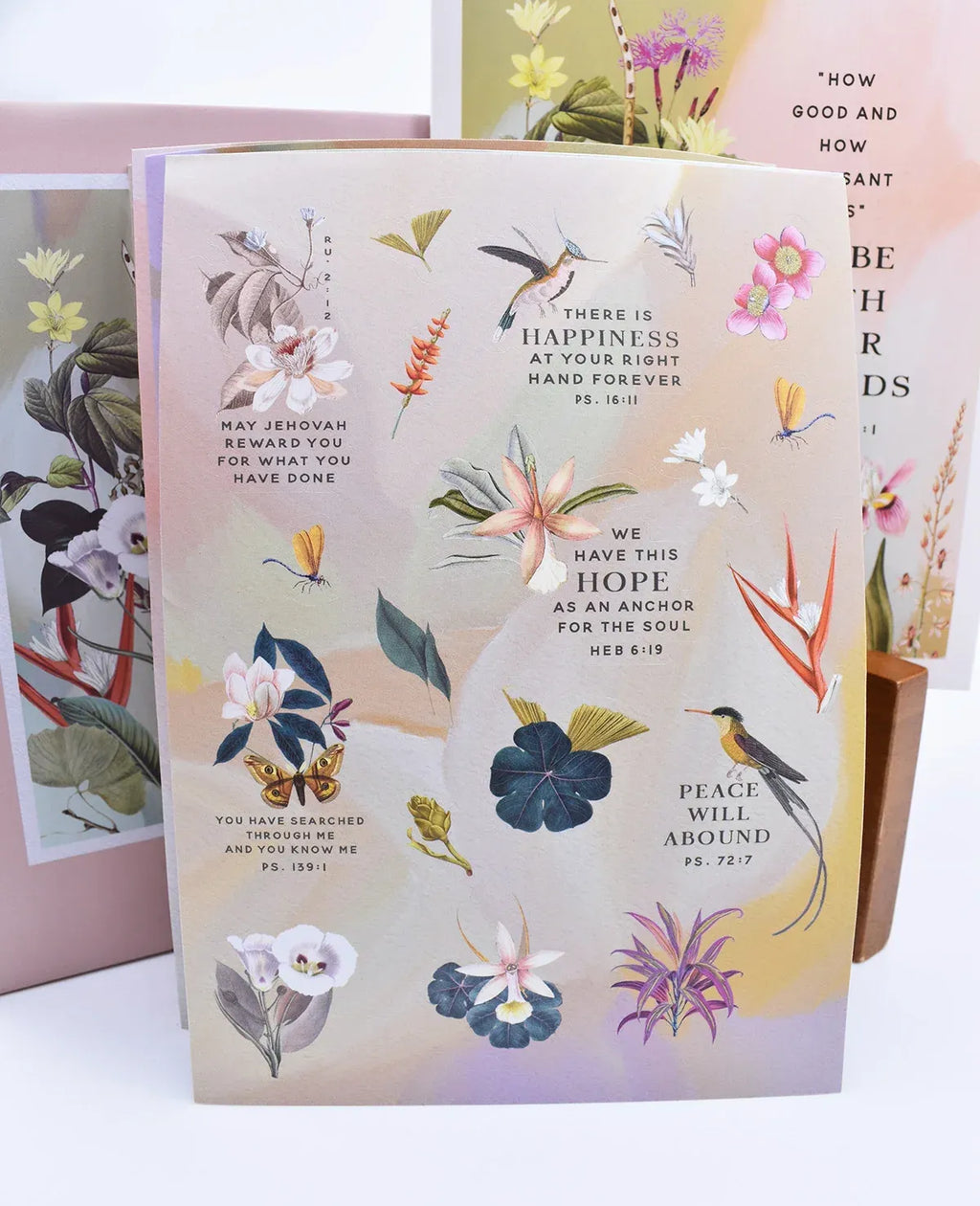 Botanical Greeting Card Set of 20 Blank Cards with a Velvety Coating, Envelopes and 5 Sticker Sheets