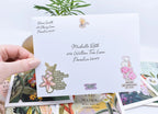 Botanical Greeting Card Set of 20 Blank Cards with a Velvety Coating, Envelopes and 5 Sticker Sheets