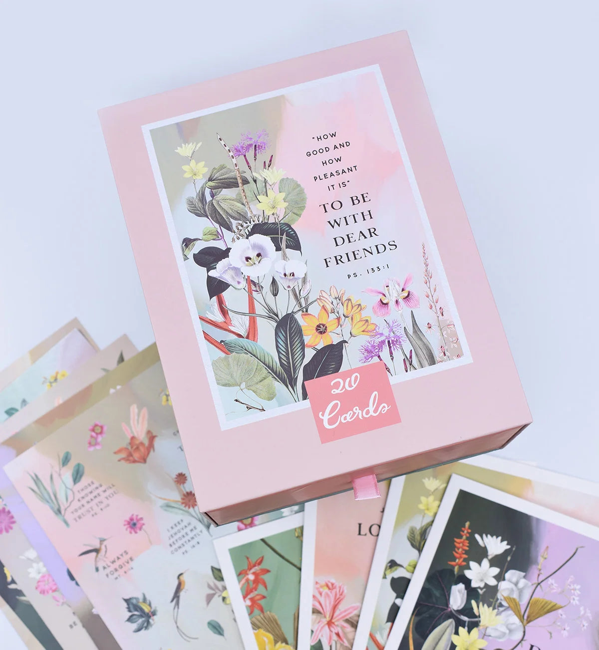 Botanical Greeting Card Set of 20 Blank Cards with a Velvety Coating, Envelopes and 5 Sticker Sheets