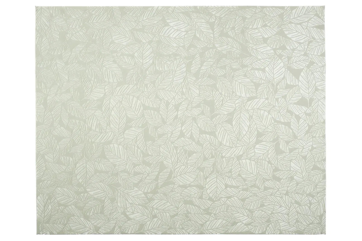 Botanical Washable Area Rug in Sage or Bone Beige, Recycled Polyester Medium-Pile Floral Design