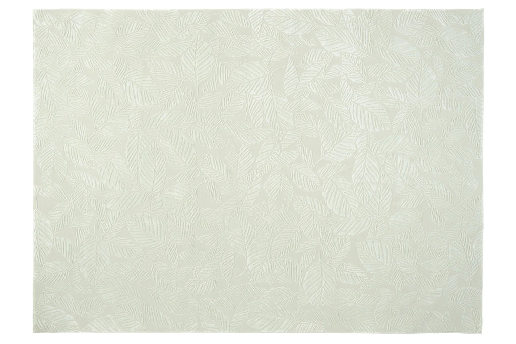 Botanical Washable Area Rug in Sage or Bone Beige, Recycled Polyester Medium-Pile Floral Design