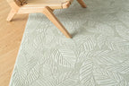 Botanical Washable Area Rug in Sage or Bone Beige, Recycled Polyester Medium-Pile Floral Design
