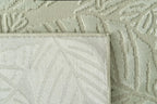 Botanical Washable Area Rug in Sage or Bone Beige, Recycled Polyester Medium-Pile Floral Design