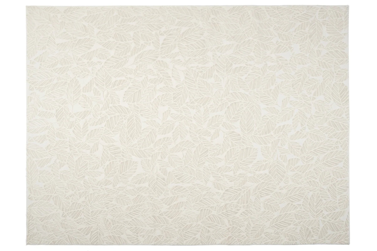Botanical Washable Area Rug in Sage or Bone Beige, Recycled Polyester Medium-Pile Floral Design