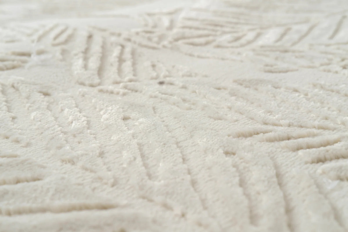 Botanical Washable Area Rug in Sage or Bone Beige, Recycled Polyester Medium-Pile Floral Design