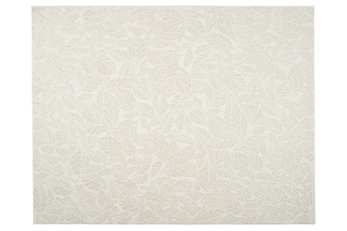 Botanical Washable Area Rug in Sage or Bone Beige, Recycled Polyester Medium-Pile Floral Design