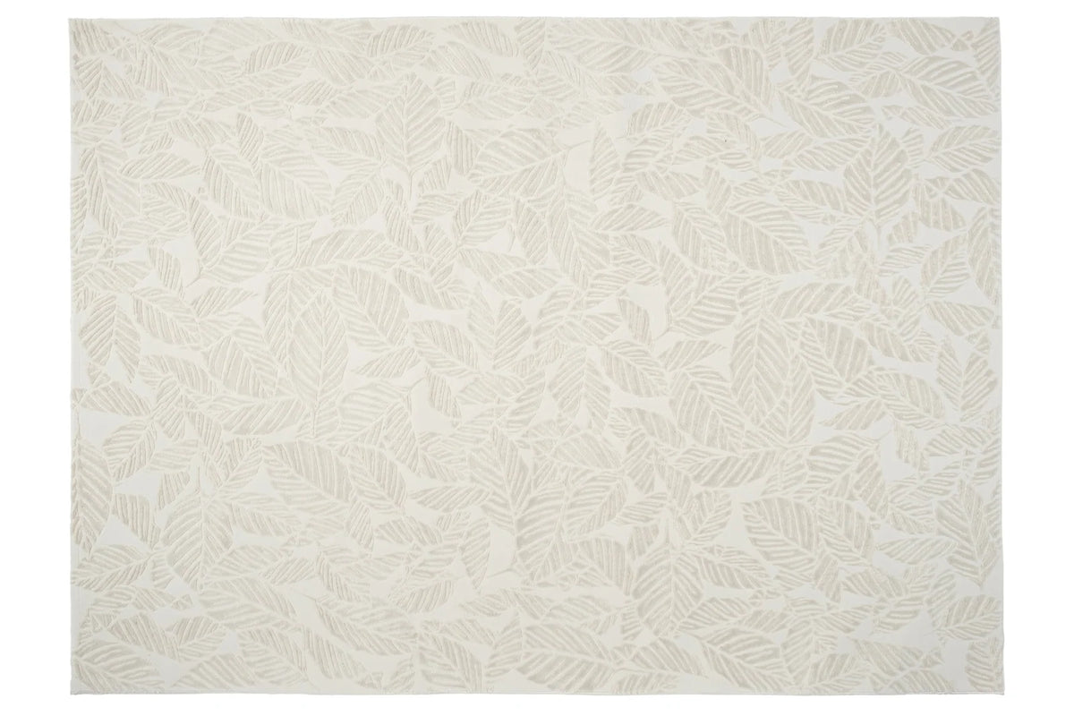 Botanical Washable Area Rug in Sage or Bone Beige, Recycled Polyester Medium-Pile Floral Design