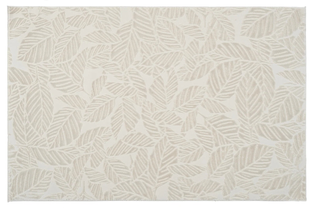 Botanical Washable Area Rug in Sage or Bone Beige, Recycled Polyester Medium-Pile Floral Design