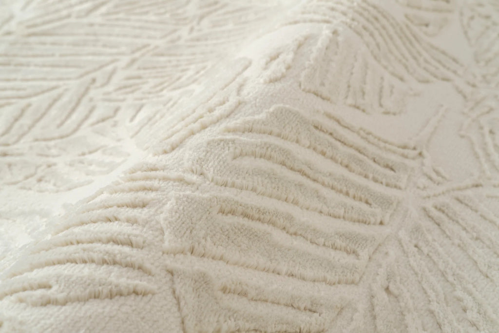Botanical Washable Area Rug in Sage or Bone Beige, Recycled Polyester Medium-Pile Floral Design
