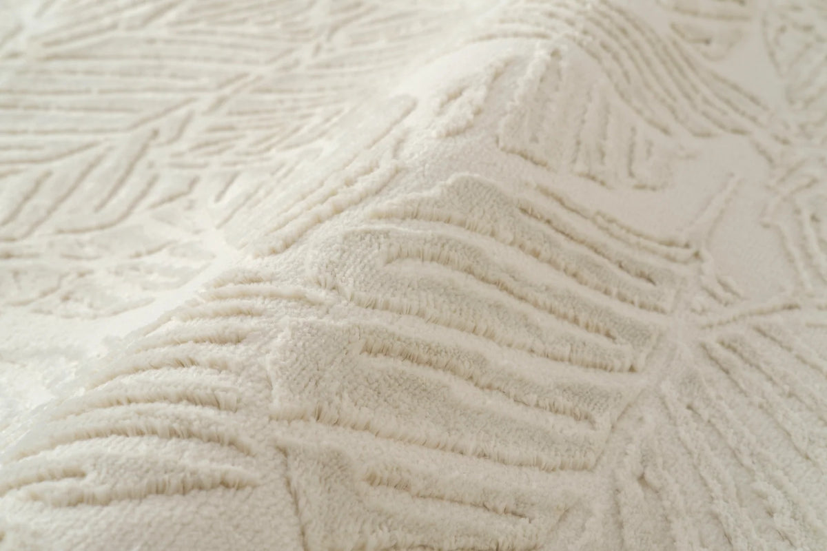 Botanical Washable Area Rug in Sage or Bone Beige, Recycled Polyester Medium-Pile Floral Design