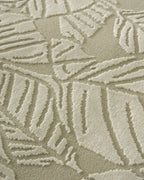 Botanical Washable Area Rug in Sage or Bone Beige, Recycled Polyester Medium-Pile Floral Design