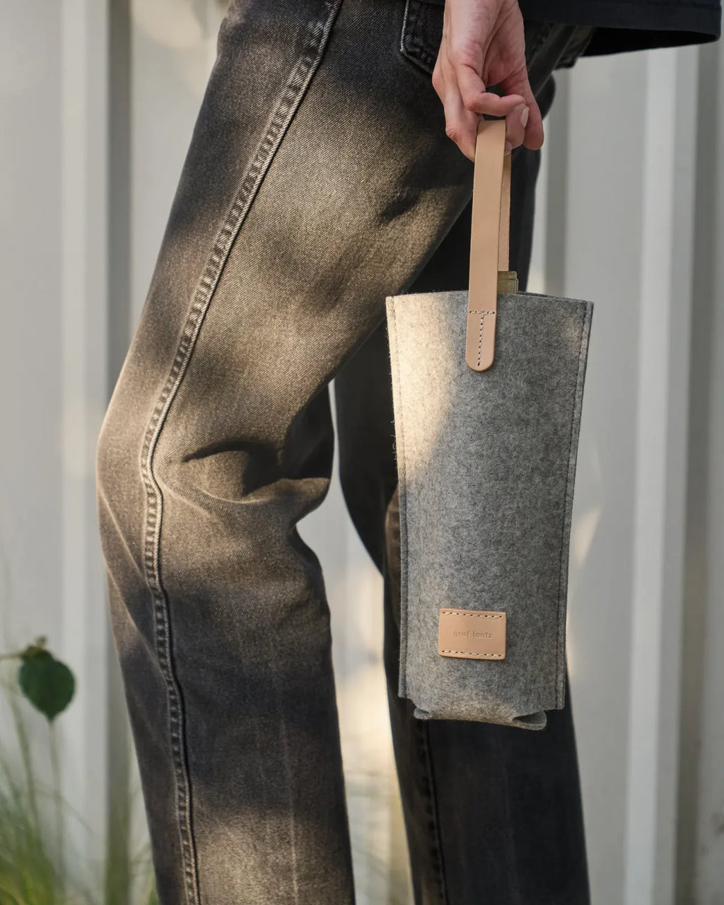 Bottle Bag in Granite Merino Wool