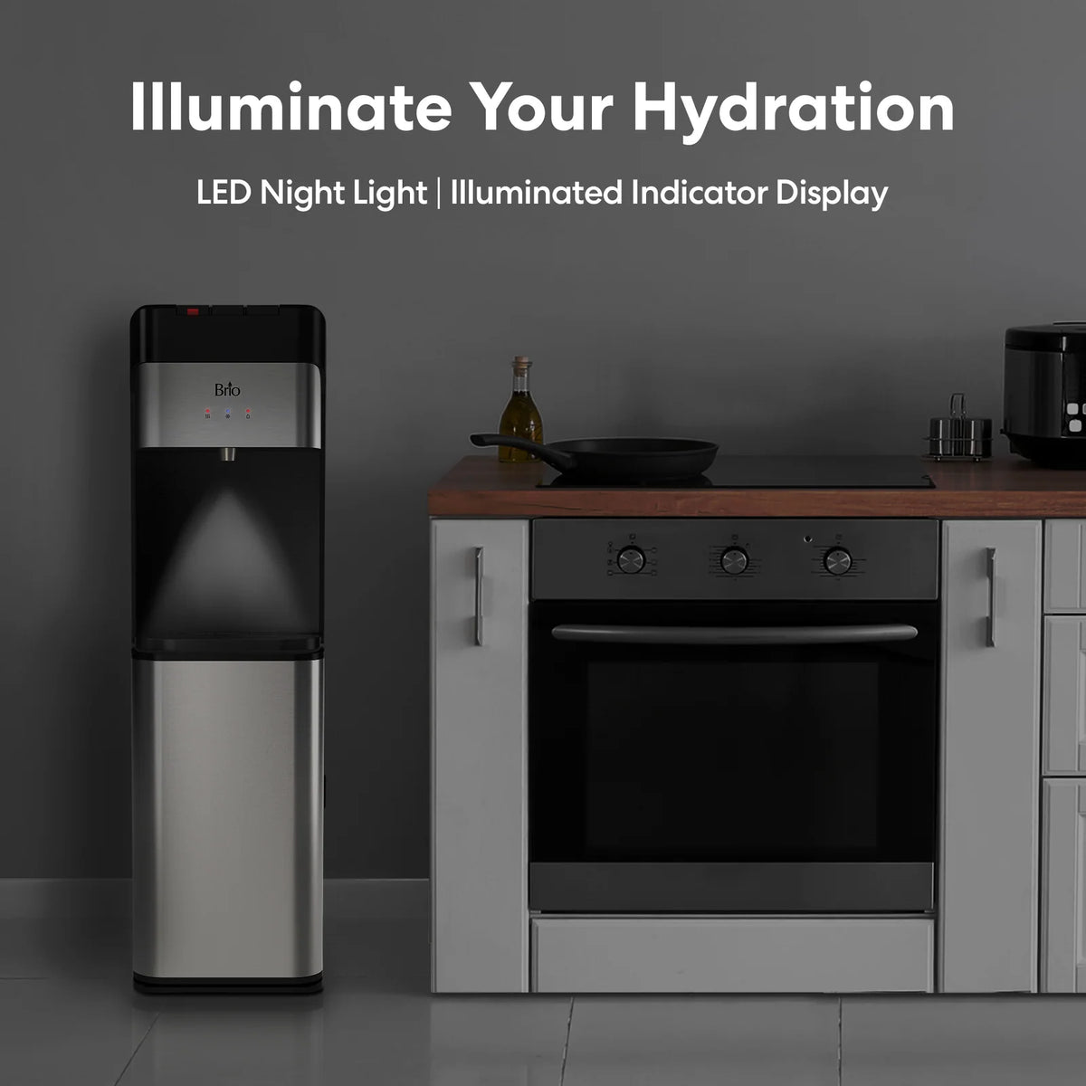 Bottom Load Water Cooler Dispenser with Tri-Temperature Water, Child Safety Lock, Night Light and Bottle Indicator